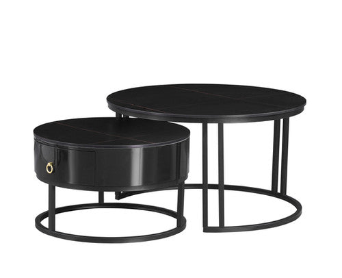IF-2667 Set of Two Marquina Black Coffee Tables