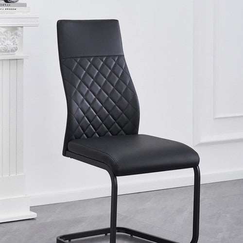 Modern Grey Marble Table & Black Steel Chair Set