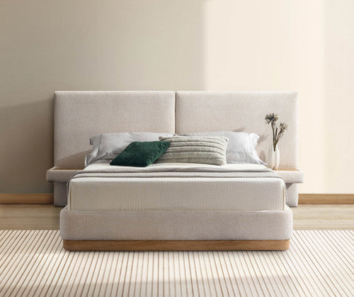 IF-5927 Upholstered Bed Ivory Fabric Queen