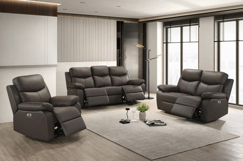 IF-8131 Power Reclining 3-Piece Living Room Set Dark Chocolate Brown Leather