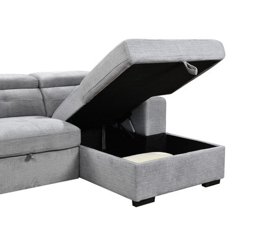 IF-9081 RHF Sofa Bed Sectional Soft Grey Fabric