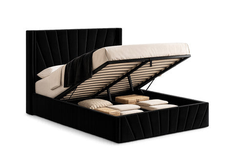 Black Velvet Storage Bed with Hydraulic Lift – IF-5873