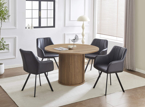 T-1408 C-1413 Dining Table and Velvet Chair Modern Compact Set