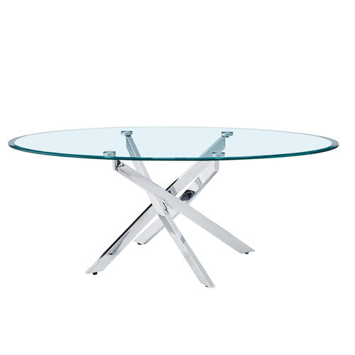 IF-2650 Modern 3-Piece Coffee Table Set, Glass Top, Chrome Base