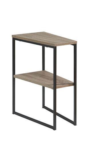 IF-080 CompactC‑Shape Side Table With Rustic Wood Look