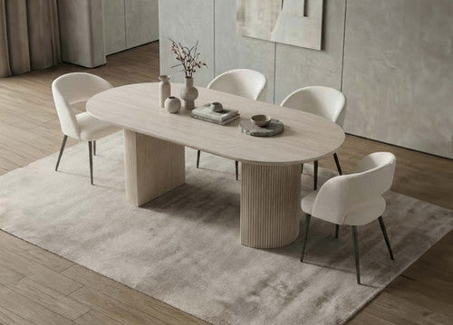 T-1641 C-1644 Dining Set Oval Table with Cream Chairs