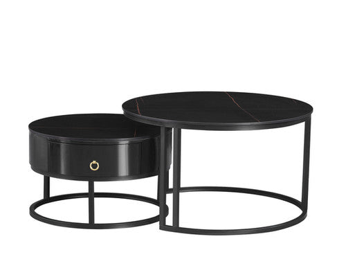 IF-2667 Set of Two Marquina Black Coffee Tables