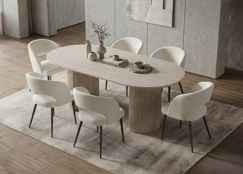 T-1641 C-1644 Dining Set Oval Table with Cream Chairs
