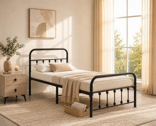 IF-5252 Black Steel Bed Frame Queen