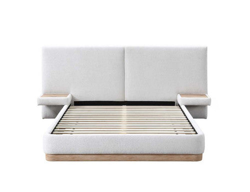 IF-5927 Upholstered Bed Ivory Fabric Queen
