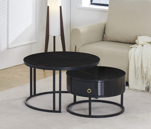 IF-2667 Set of Two Marquina Black Coffee Tables