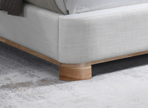IF-5910 Upholstered Bed Ivory Fabric Rounded Headboard