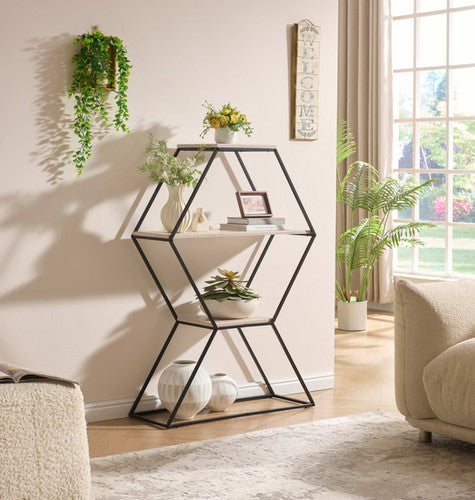 IF-3250 Geometric Display Shelf Black Powder-Coated Steel