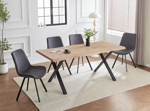 T-1808 C-1820 Dining Table And Chair Set, Live Edge Wood