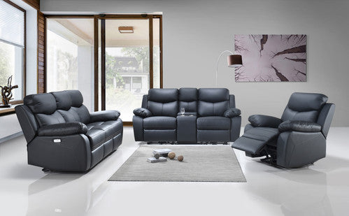 IF-8120 Power Reclining 3-Piece Living Room Set Black Leather