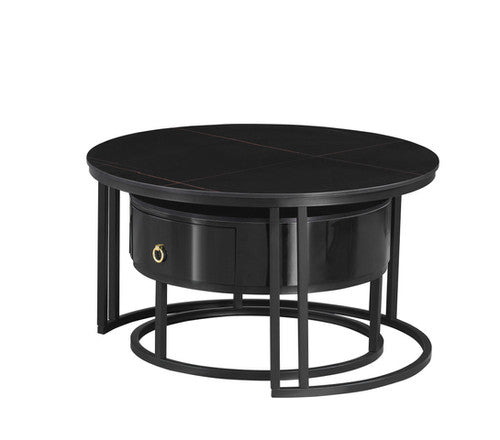 IF-2667 Set of Two Marquina Black Coffee Tables
