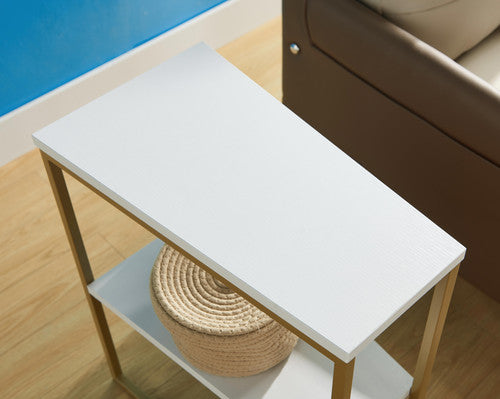 IF-081 Compact C‑Shape Side Table Gold Steel Frame White Top