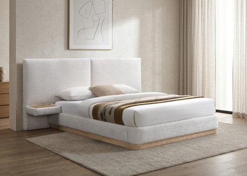 IF-5927 Upholstered Bed Ivory Fabric Queen