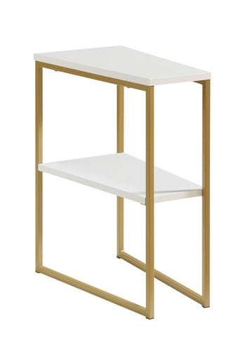IF-081 Compact C‑Shape Side Table Gold Steel Frame White Top