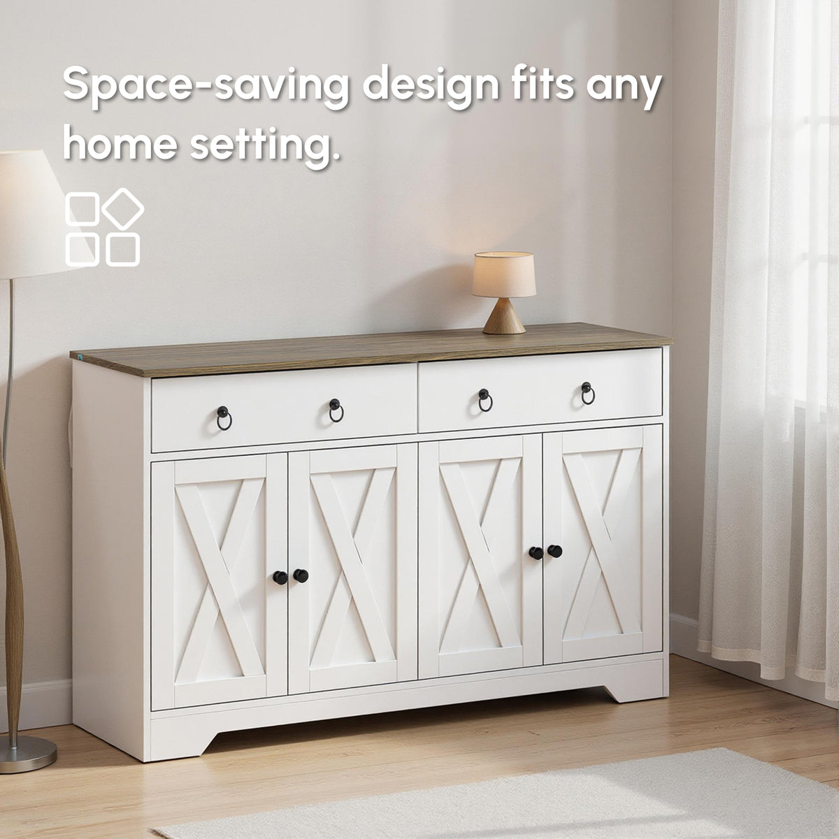 Sideboard Cabinet with 2 Drawers – 48"W x 30"H
