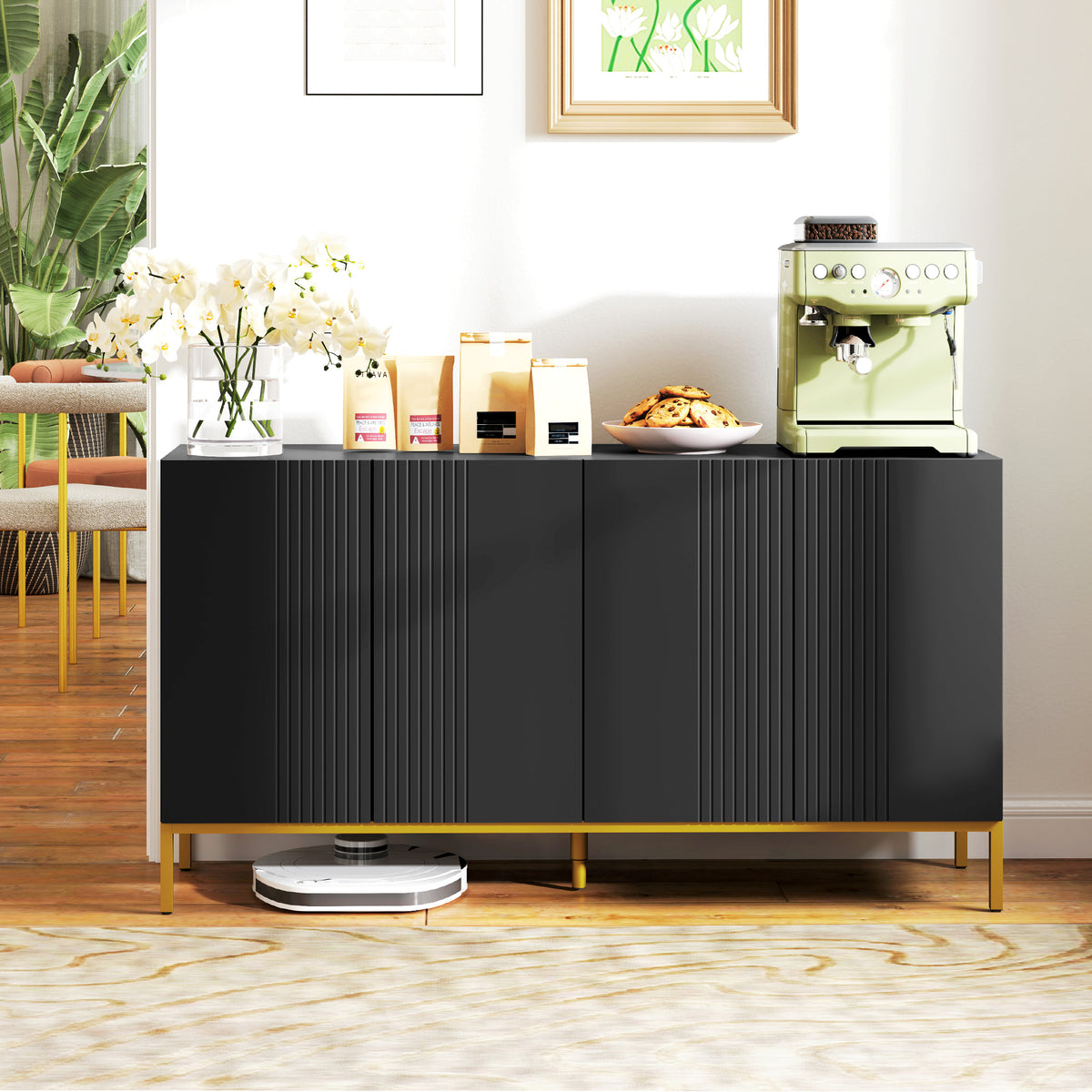 Sideboard Storage Cabinet with Adjustable Shelves – 55"W x 30"H