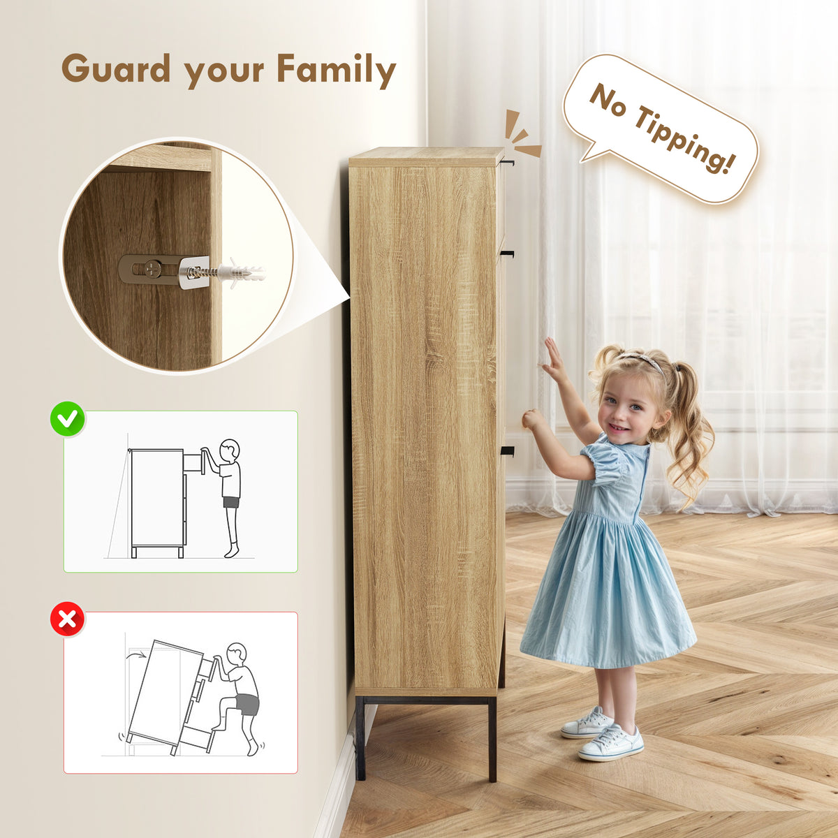 Narrow Shoe Storage Cabinet with Flip Drawers – 24"W x 42"H