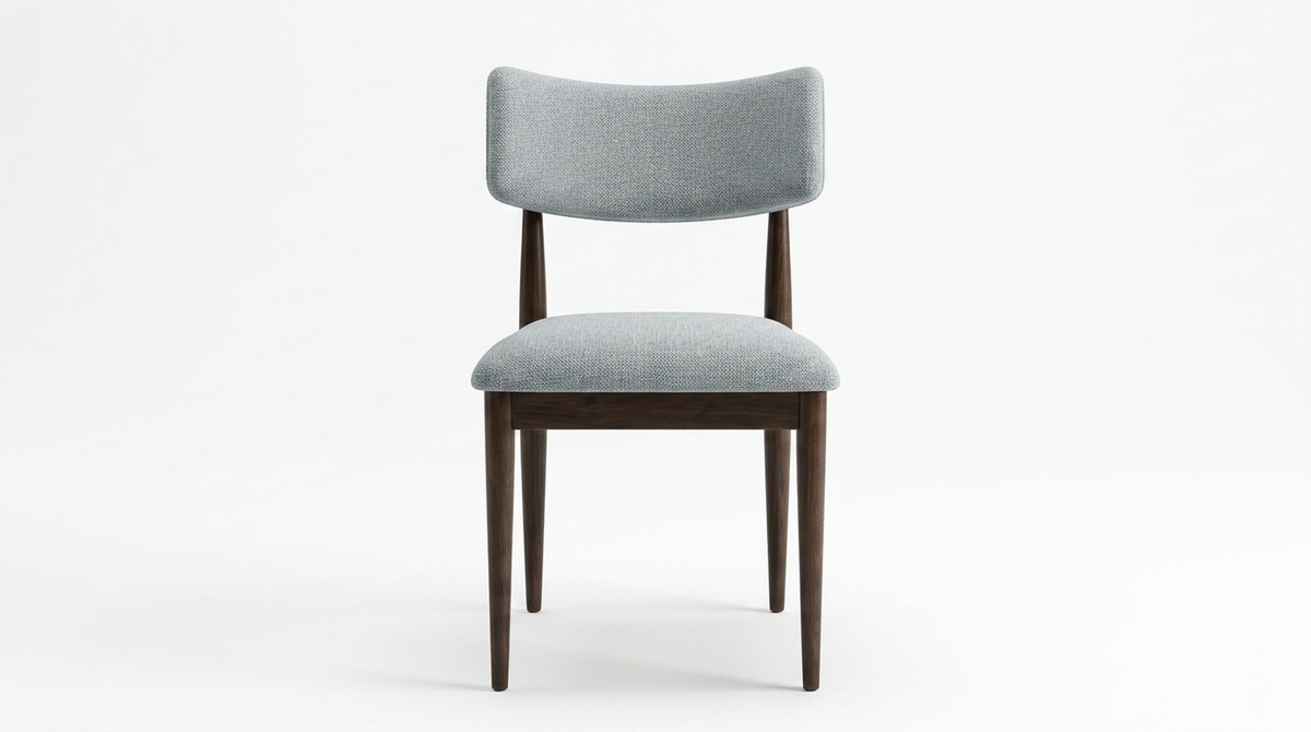 Open-Back Upholstered Dining Chair, Dark Wood Frame