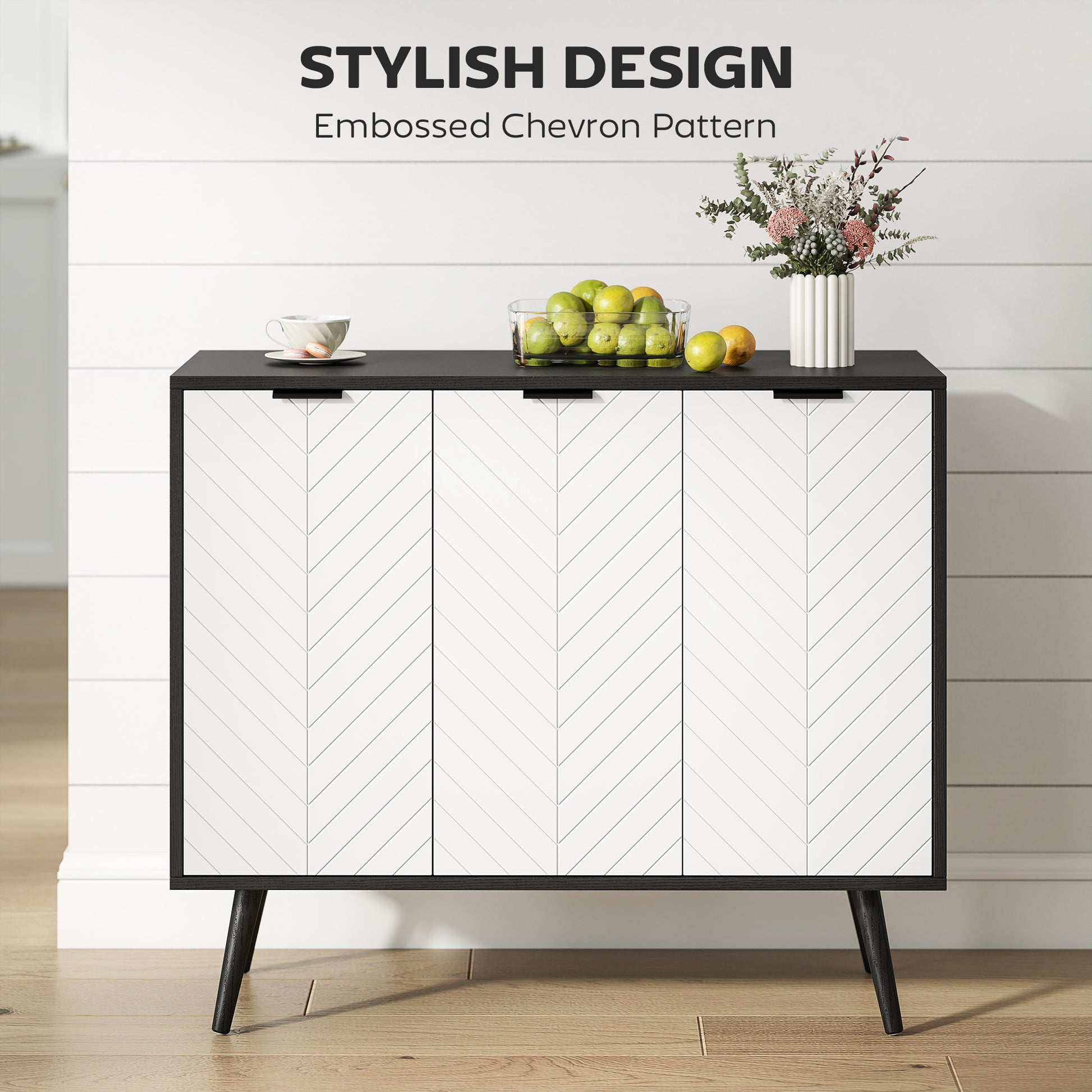 HOMCOM Modern Sideboard Buffet Black with Adjustable Shelves
