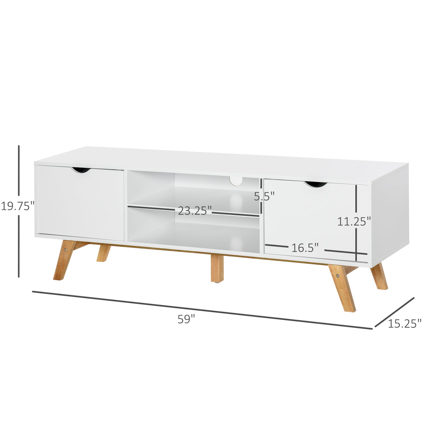 Sleek White Modern TV Stand, Storage for 65-inch TVs, Media Entertainment Center