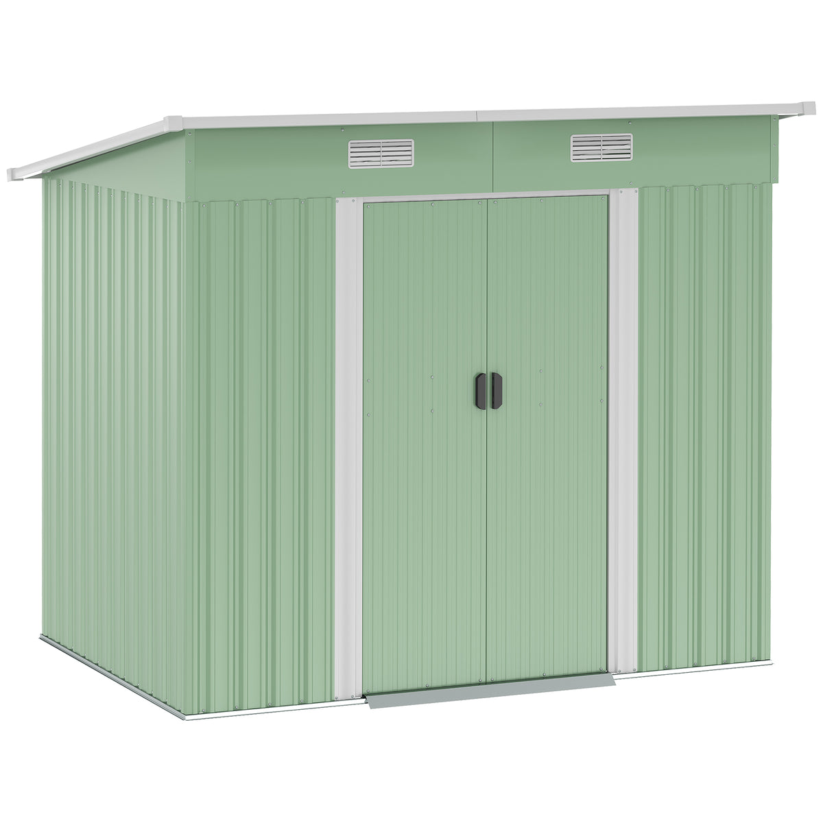 7'x 4' Metal Patio Storage Shed Garden Lockable Shed Tool Utility Storage Unit – 81.5" L x 51.2" W x 71.7" H – Light Green