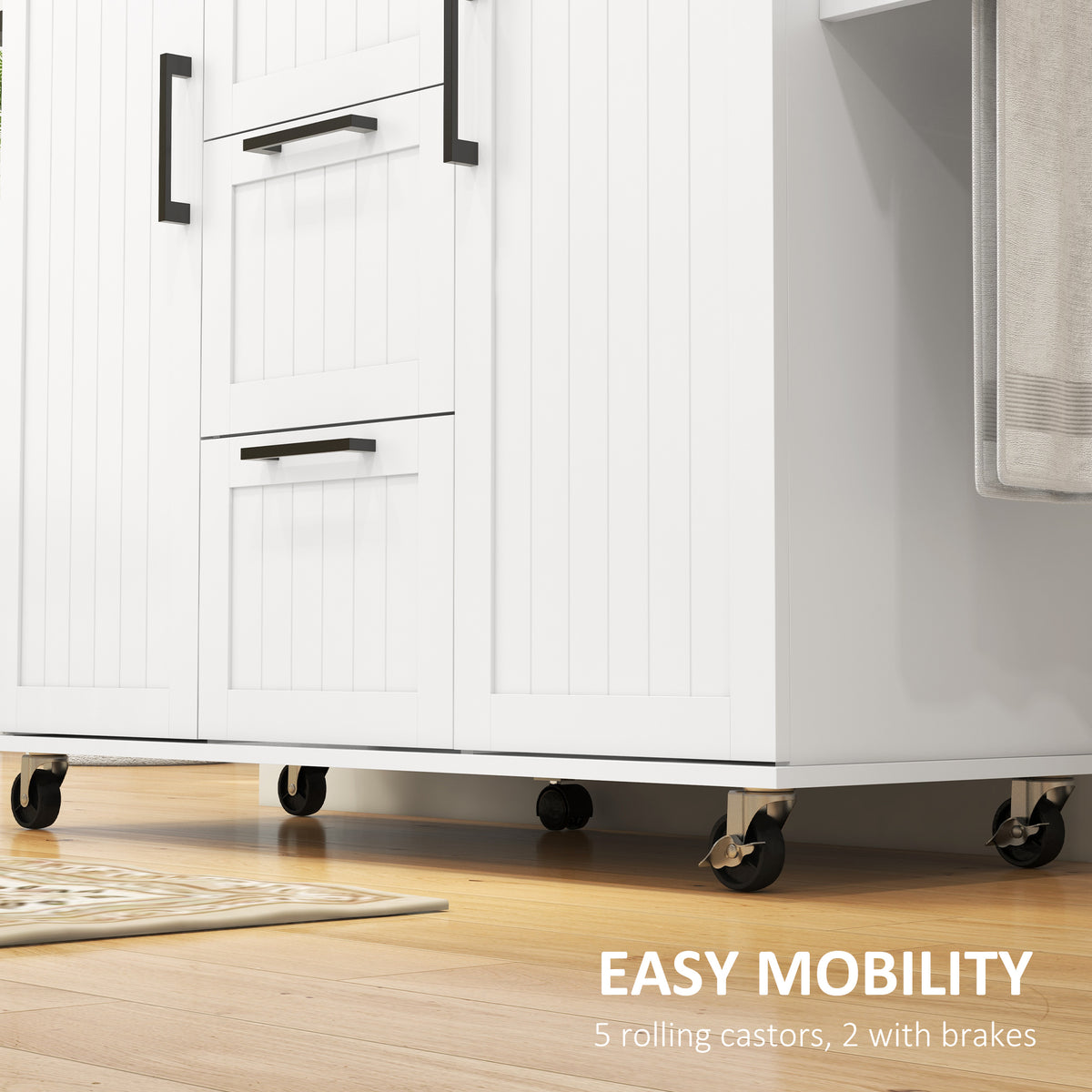 Rolling Kitchen Cart on Wheels with Drop Leaf – 52"W x 36"H