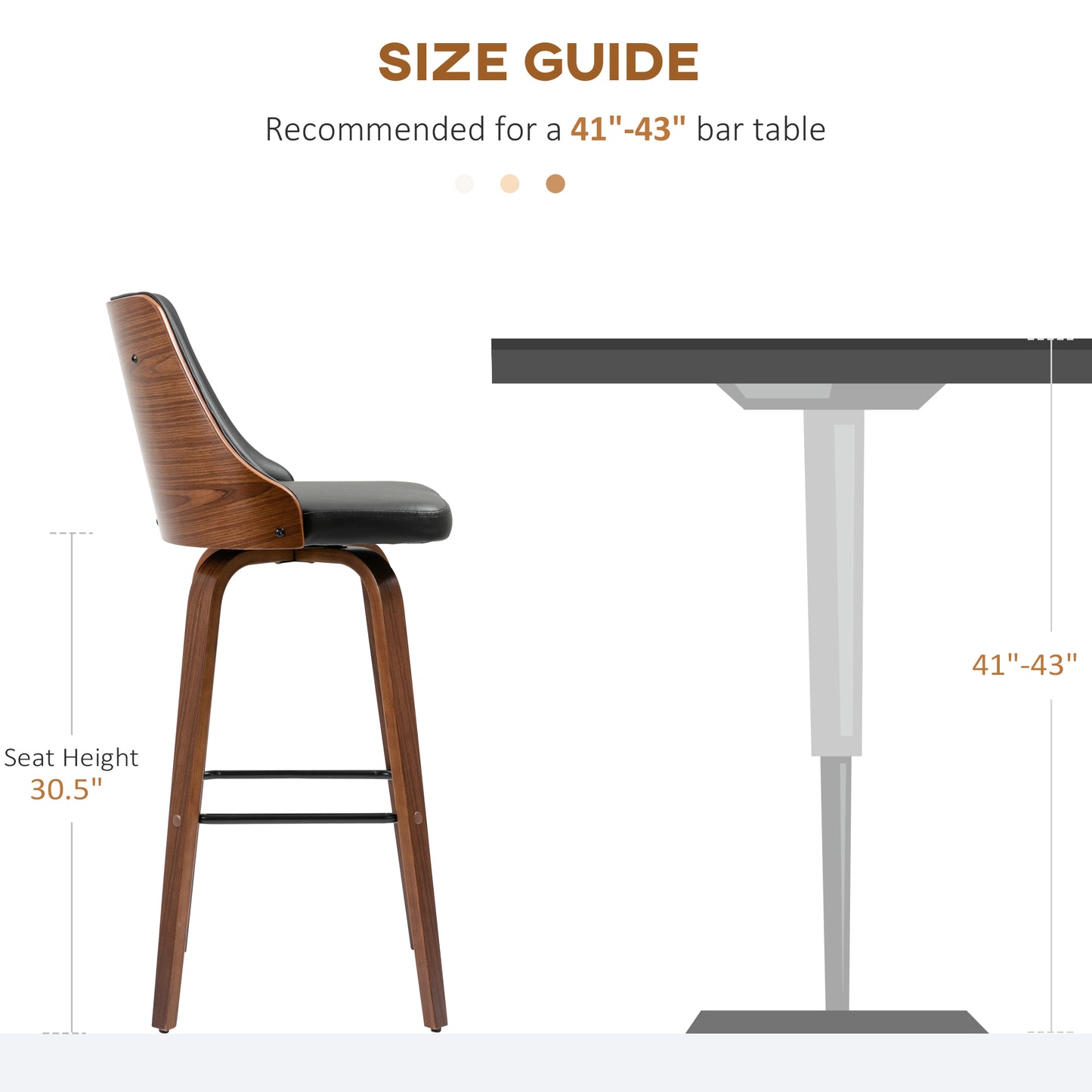 HOMCOM Black Tufted PU Leather Swivel Counter Height Bar Stools (Set of 2)