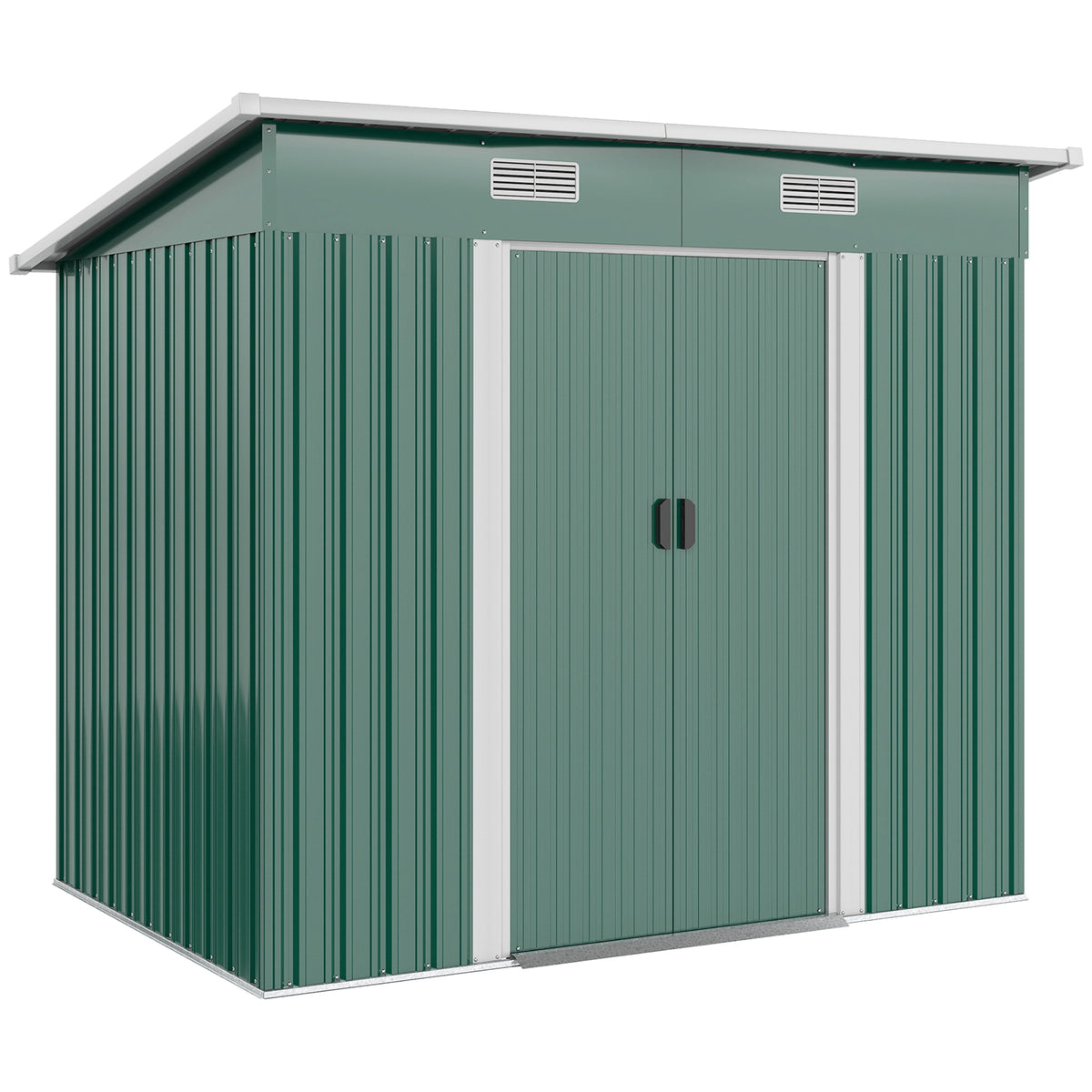 7'x 4' Metal Patio Storage Shed Garden Lockable Shed Tool Utility Storage Unit – 81.5" L x 51.2" W x 71.7" H – Green