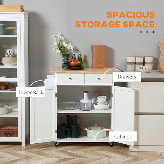 Rolling Kitchen Island with Storage – 34"W x 35"H