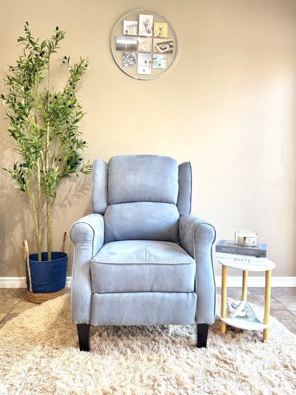 HOMCOM Grey Push Back Recliner with Vibration Massage and Footrest