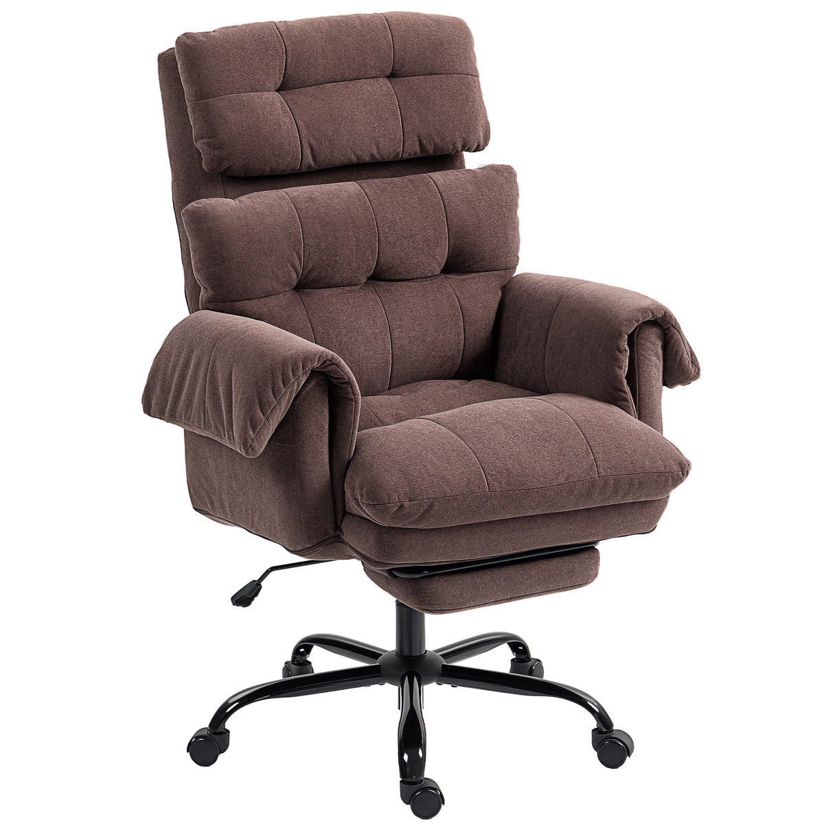 Reclining Executive Computer Desk Chair with Footrest, Coffee