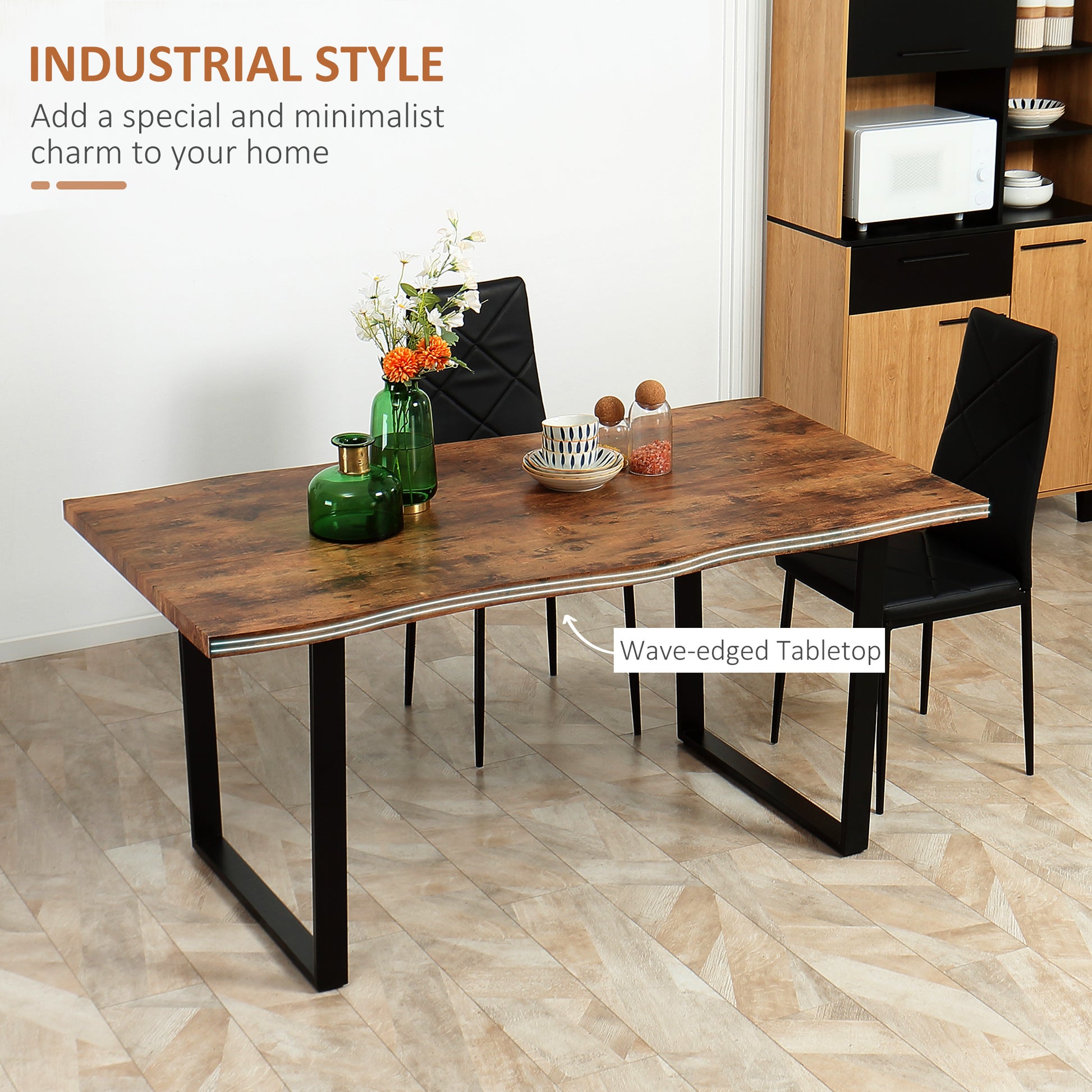 HOMCOM Industrial Dining Table 63" x 33.5" Rustic Brown