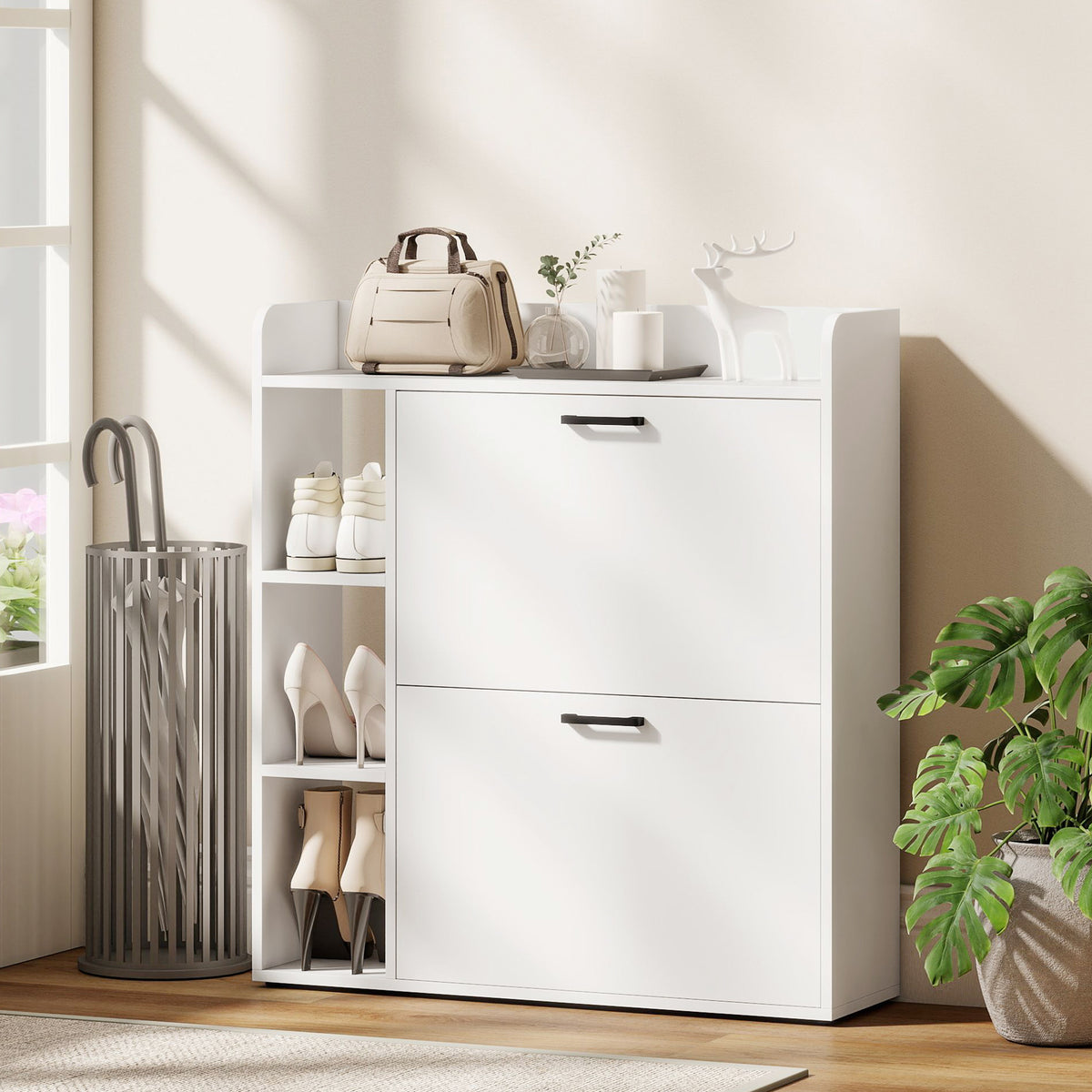 Shoe Cabinet with 2 Flip Drawers – 33"W x 36"H