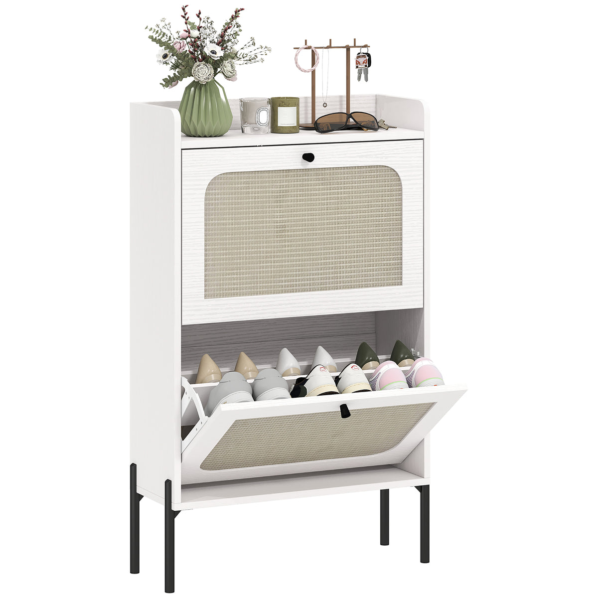 Shoe Cabinet with 2 Flip Drawers – 24"W x 39"H
