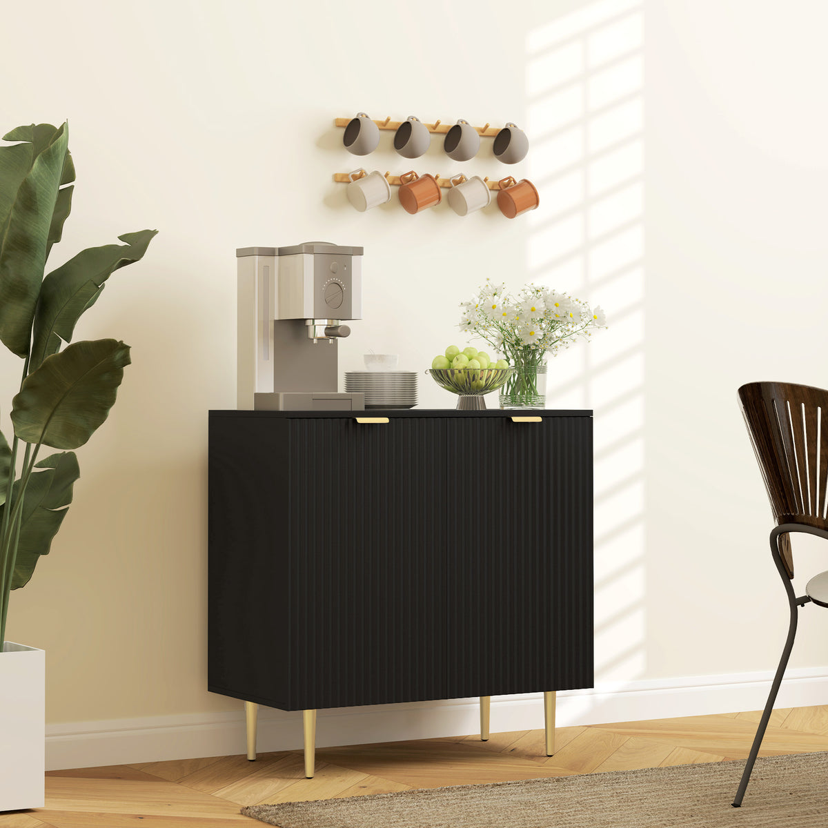 Sideboard Buffet Cabinet with Adjustable Shelves and Metal Legs – 32"W x 32"H