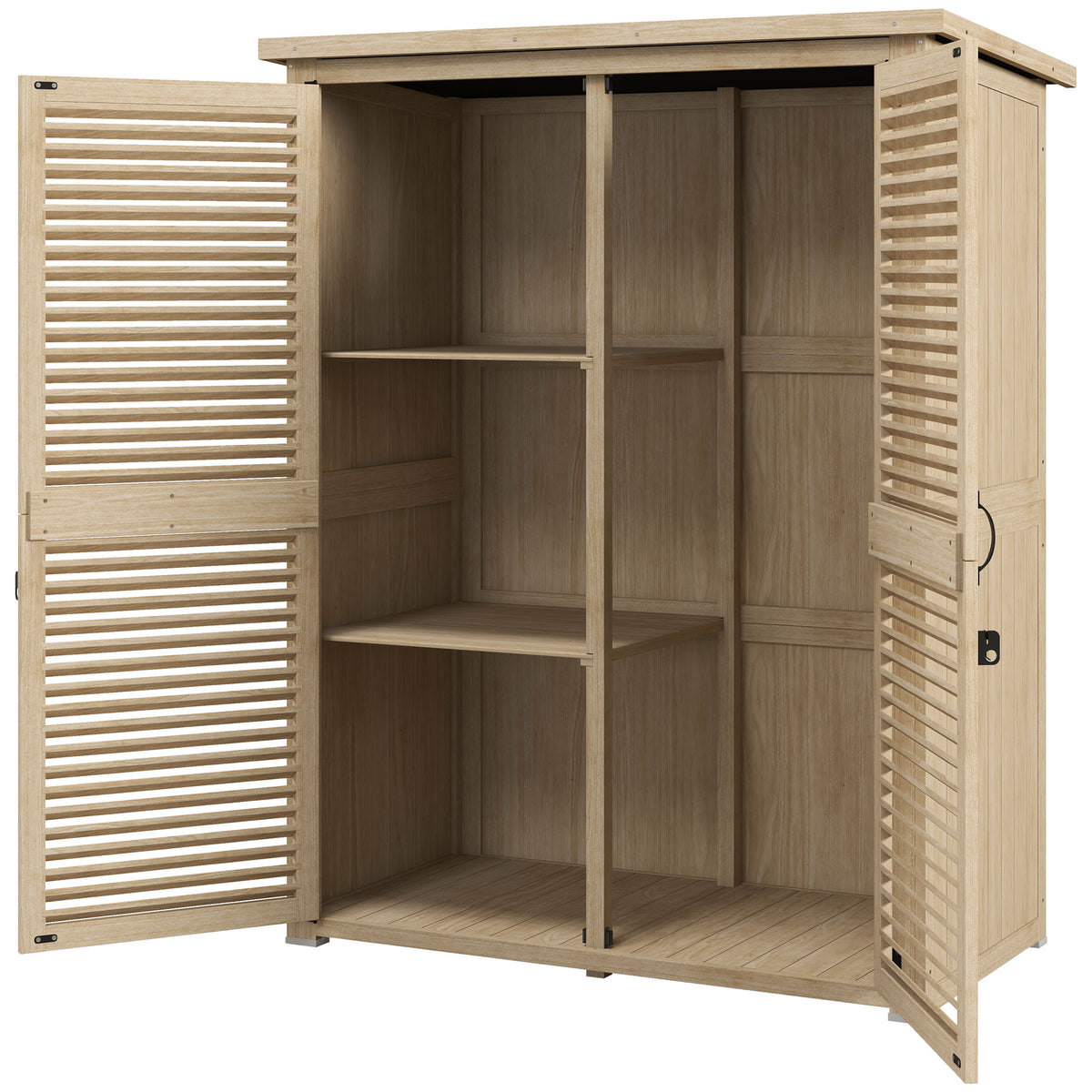50" x 26" x 66" Wooden Garden Shed, Outdoor Storage Shed with Waterproof Asphalt Roof, Shelves