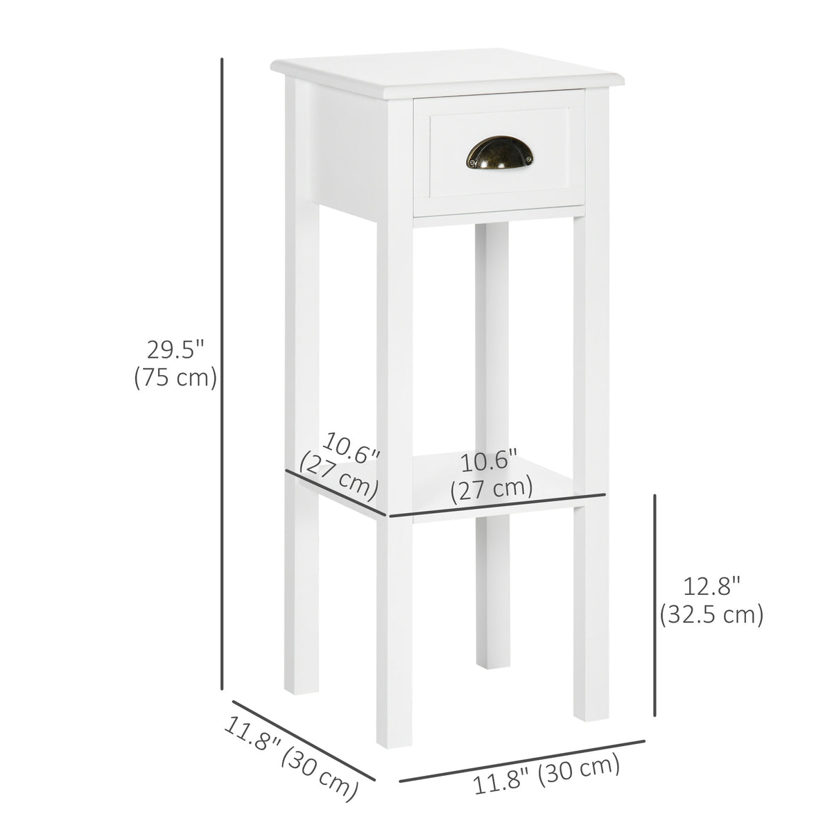 Tall Narrow 2-Tier Nightstands, Set of 2 – 12"W x 30"H