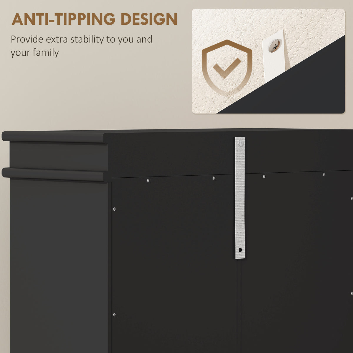 Slim Shoe Cabinet with 3 Flip Drawers and Adjustable Shelves – 21"W x 46"H