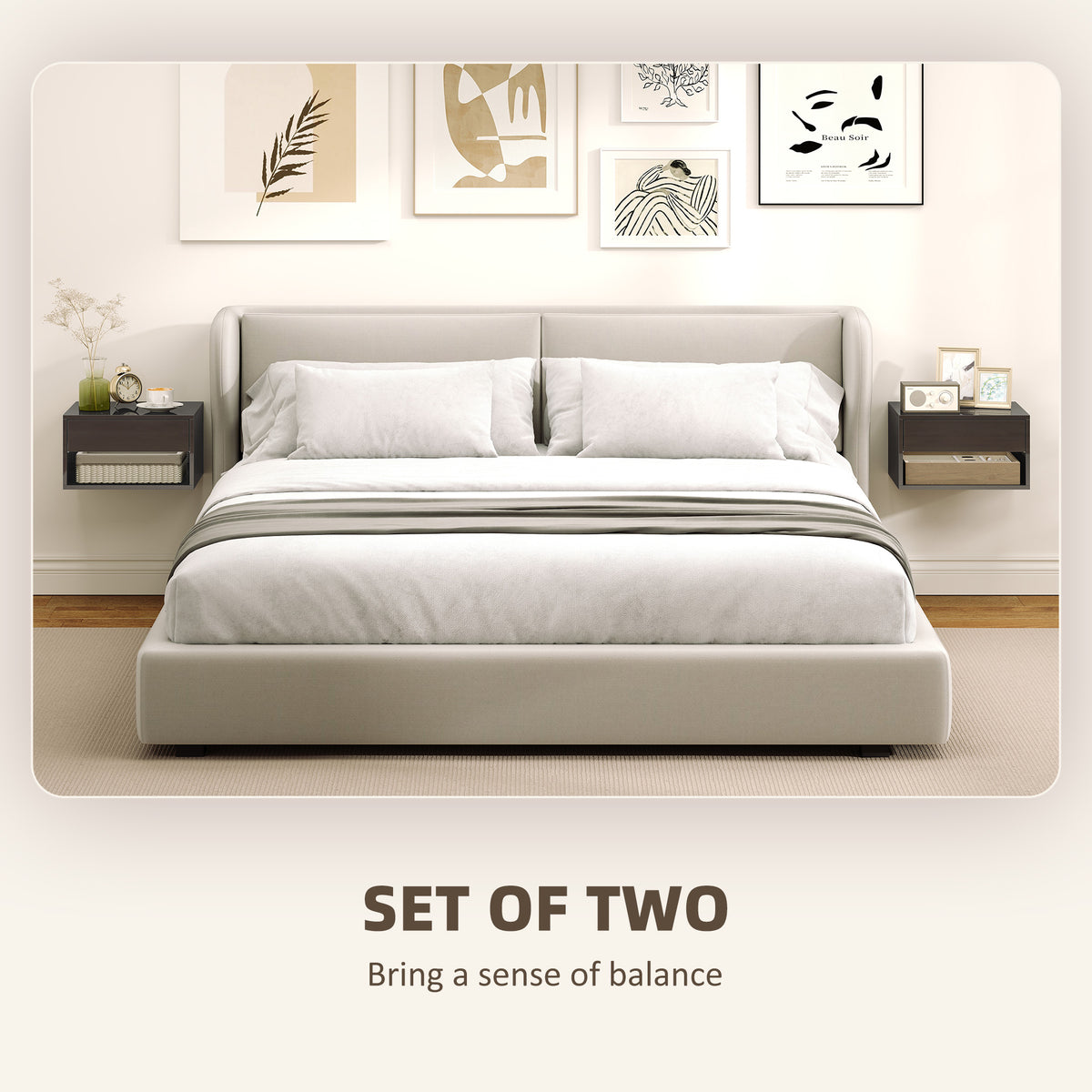 High Gloss Floating Nightstands, Set of 2 – 15"W x 8"H