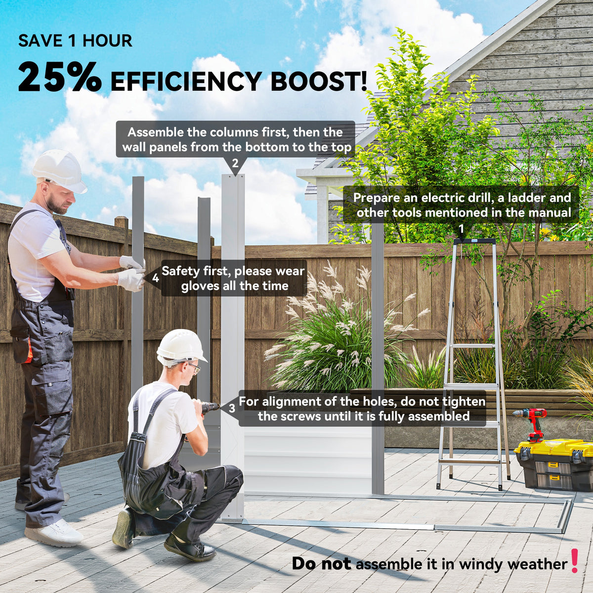 7.7' x 6.5' Outdoor Metal Garden Shed House Hut Gardening Tool Storage with Ventilation