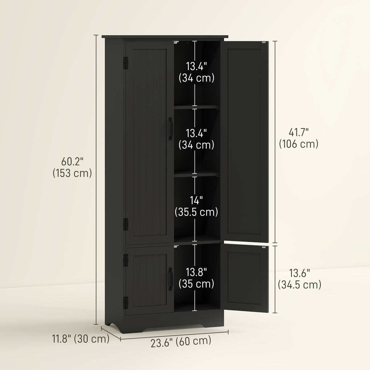 4-Door Pantry Storage Cabinet with Adjustable Shelves – 24"W x 60"H