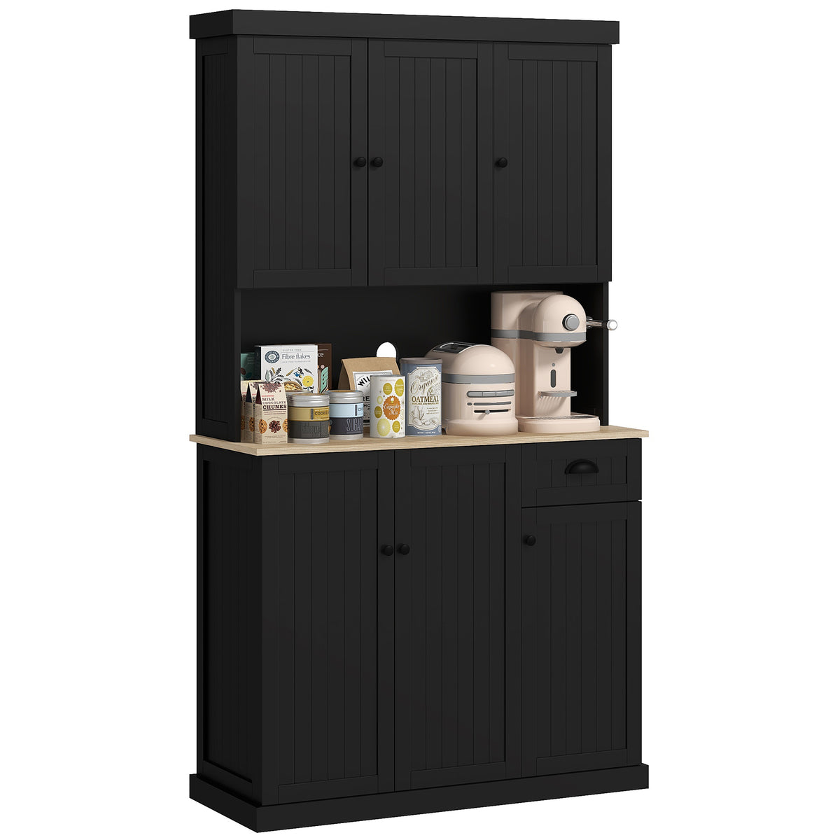 Kitchen Pantry with Hutch, Microwave Stand and Drawer – 40"W x 71"H