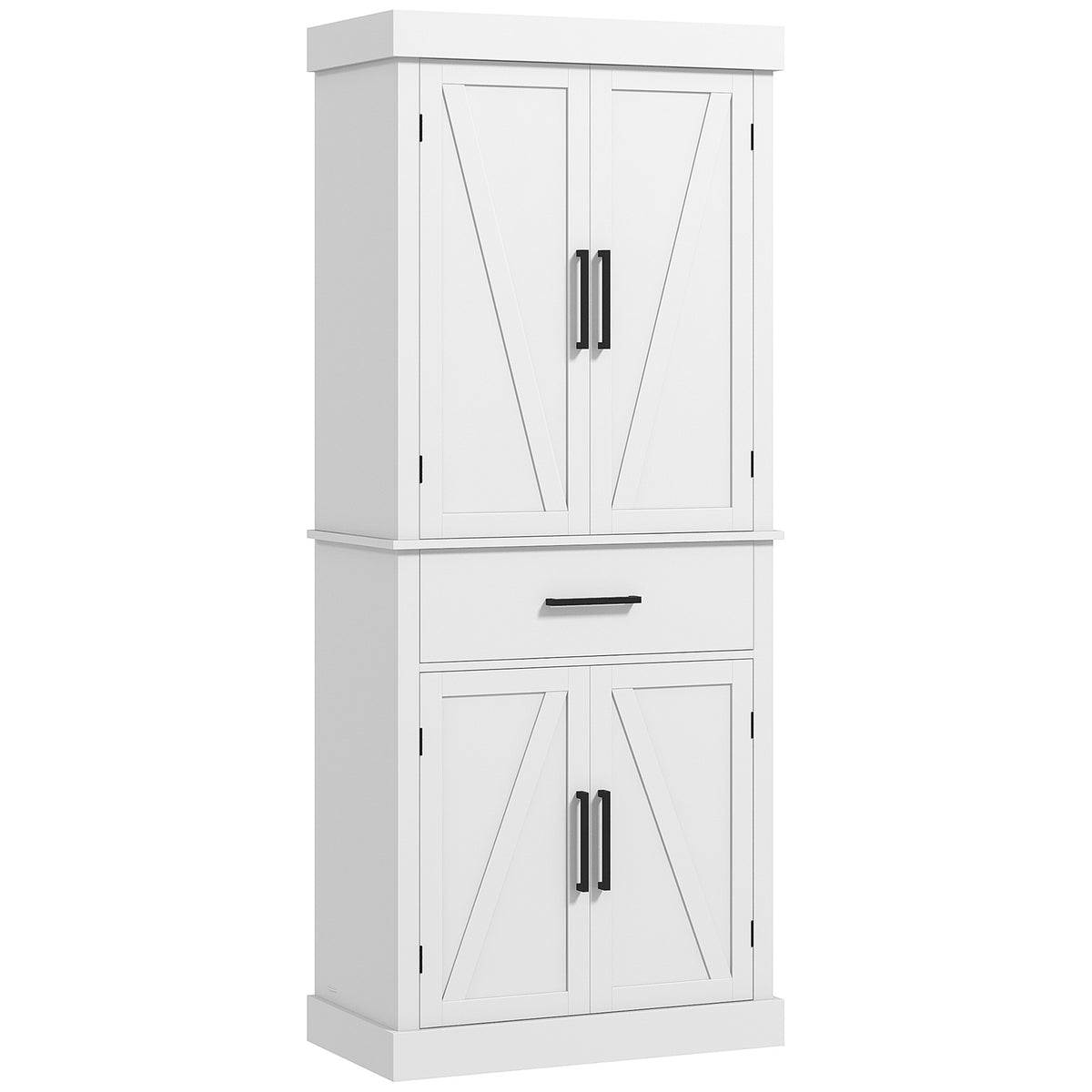 Farmhouse Kitchen Pantry Cabinet with 4 Barn Doors – 30"W x 72"H