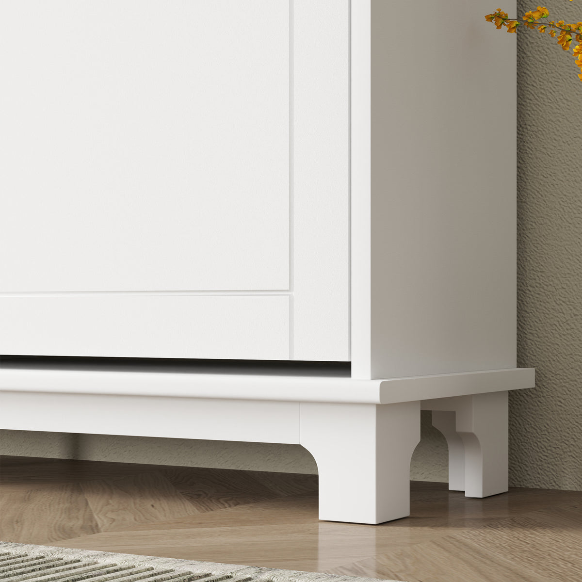 Modern Narrow Shoe Cabinet with 4 Flip Drawers – 47"W x 34"H