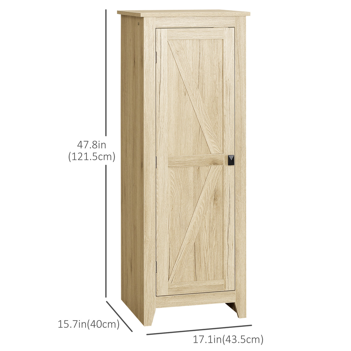 Farmhouse Kitchen Pantry Storage Cabinet with Barn Door – 17"W x 48"H